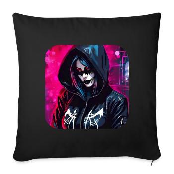 Fille Cyberpunk Cool - Coussin et housse de 45 x 45 cm - noir - Devant