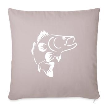 Zander Angeln - Raubfisch Angeln - Sofakissen mit Füllung 45 x 45 cm - helles Taupe - Vorne