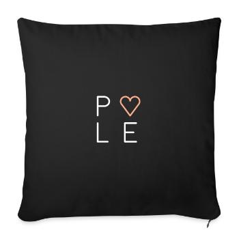 POLE LOVE pole dance fitness heart white middle - Sofa pillow with filling 45cm x 45cm - black - Front