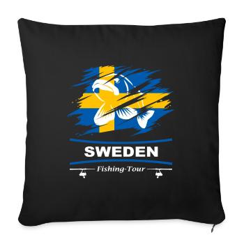 Schweden Angeln - Sofakissen mit Füllung 45 x 45 cm - Schwarz - Vorne