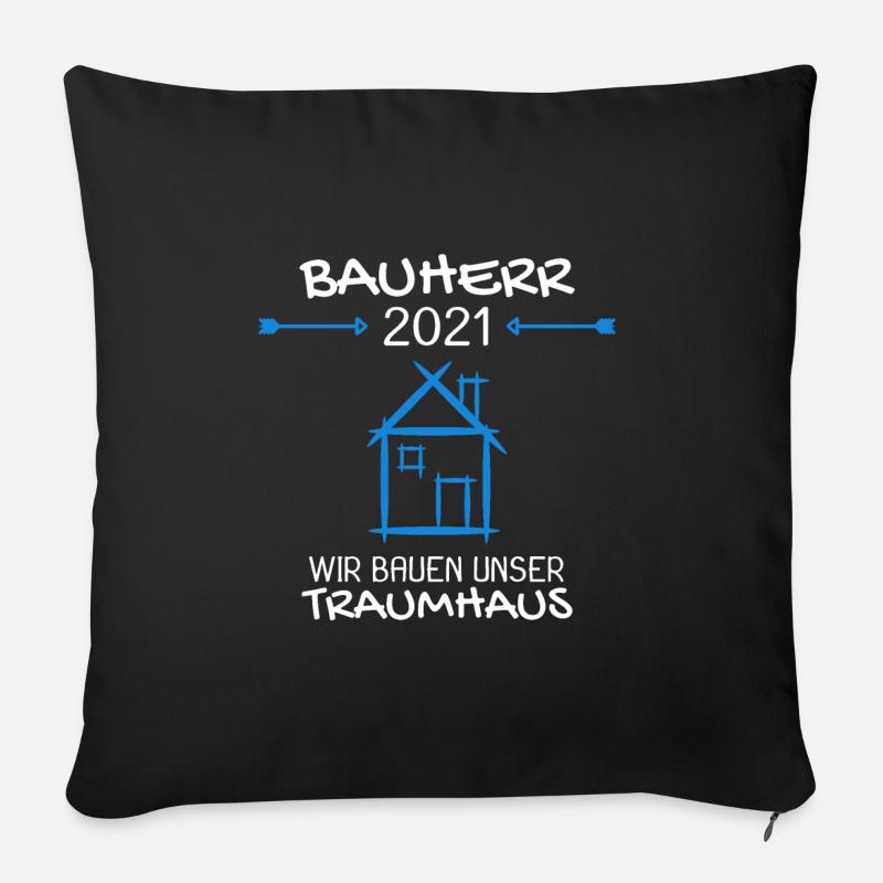Bauherr Mann 2021 Geschenk - Sofakissen mit Füllung 45 x 45 cm - Schwarz