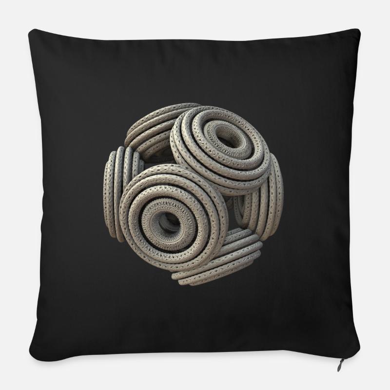 Fractal 3D surreal cool - Sofa pillow with filling 45cm x 45cm - black