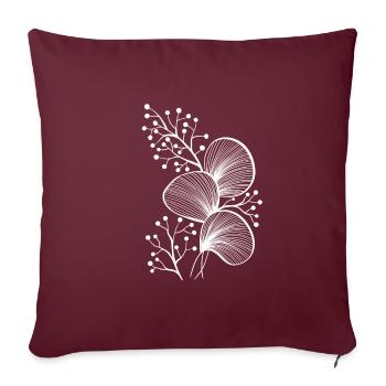 leaves and berries white - Sofa pillow with filling 45cm x 45cm - burgundy - Front