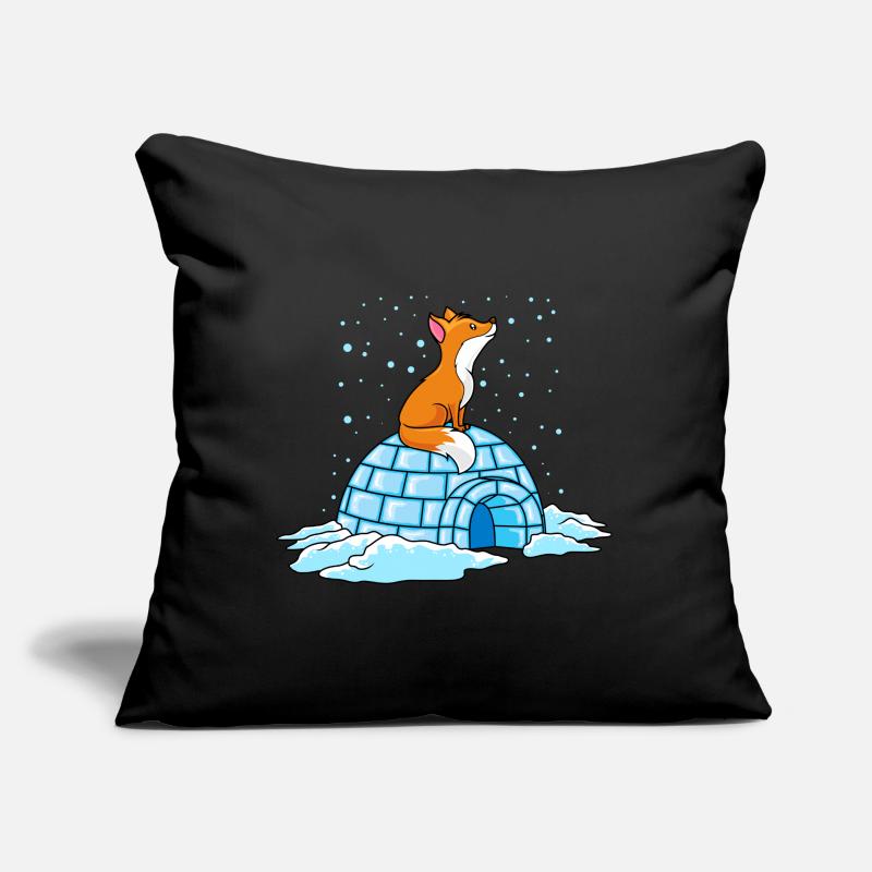 fox igloo winter ploar comic Sofa pillow with filling 45cm x 45cm
