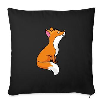 bande dessinée de renard - Coussin et housse de 45 x 45 cm - noir - Devant