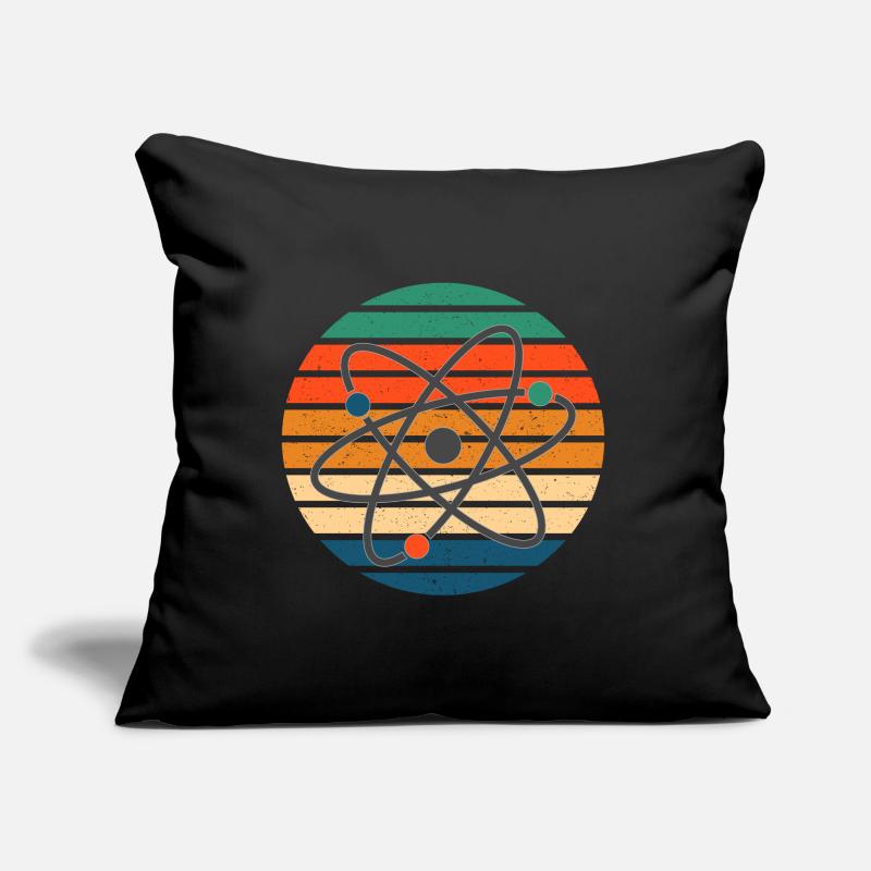 Science, retro sunset stripes - atom symbol Sofa pillow with filling 45cm x 45cm