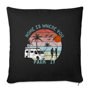Van vibes - home is where you park it - retro - Coussin et housse de 45 x 45 cm - noir - Devant