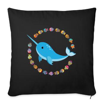 Petite narval - Coussin et housse de 45 x 45 cm - noir - Devant