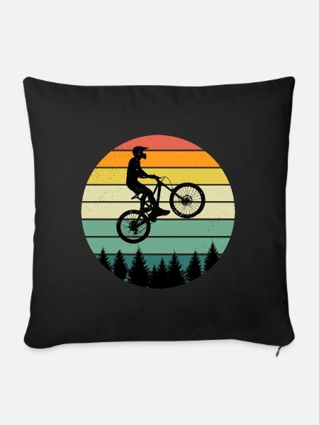 Mountainbike Downhill Fahrrad Mountainbiker biker - Sofakissen mit Füllung 45 x 45 cm - Schwarz