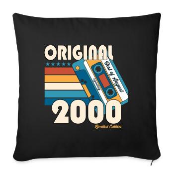 Born 2000 22nd Birthday Gift August Fun - Sofa pillow with filling 45cm x 45cm - black - Front