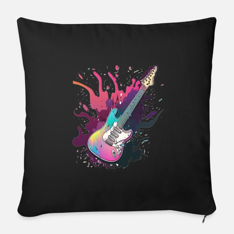 Flammende Gitarre - Sofakissen mit Füllung 45 x 45 cm - Schwarz