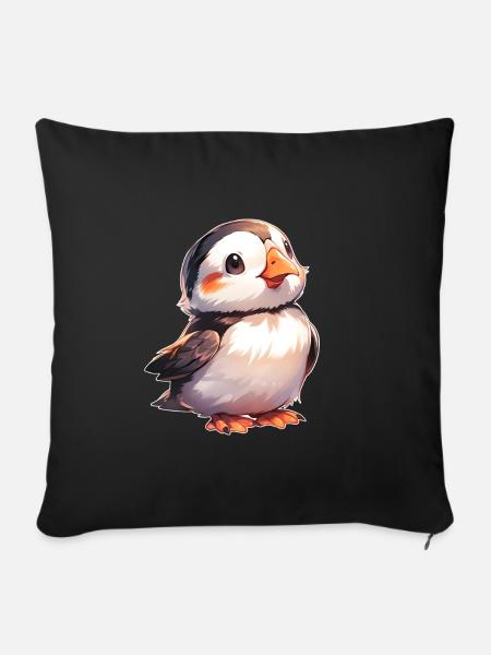 Papageitaucher - Sofakissen mit Füllung 45 x 45 cm - Schwarz