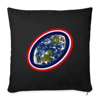 Rugby Earth blue white red - Sofa pillow with filling 45cm x 45cm - black - Front