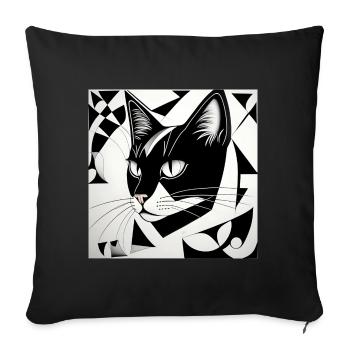 Cat: Cubist Black & White - Sofa pillow with filling 45cm x 45cm - black - Front