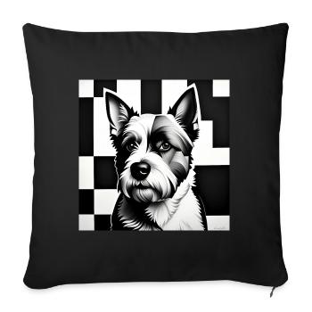 Westie: Kubistisches Schwarz-Weiß - Sofakissen mit Füllung 45 x 45 cm - Schwarz - Vorne
