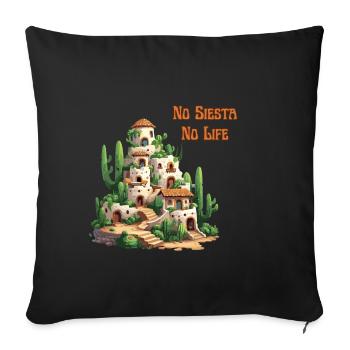 Kaktus City No Siesta No Life - Sofakissen mit Füllung 45 x 45 cm - Schwarz - Vorne