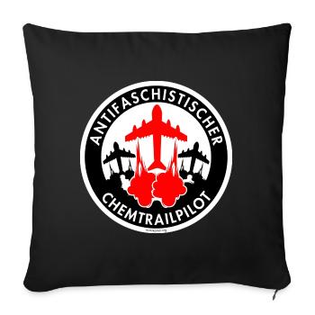 Mimikama Antifaschistischer Chemtrailpilot - Sofakissen mit Füllung 45 x 45 cm - Schwarz - Vorne