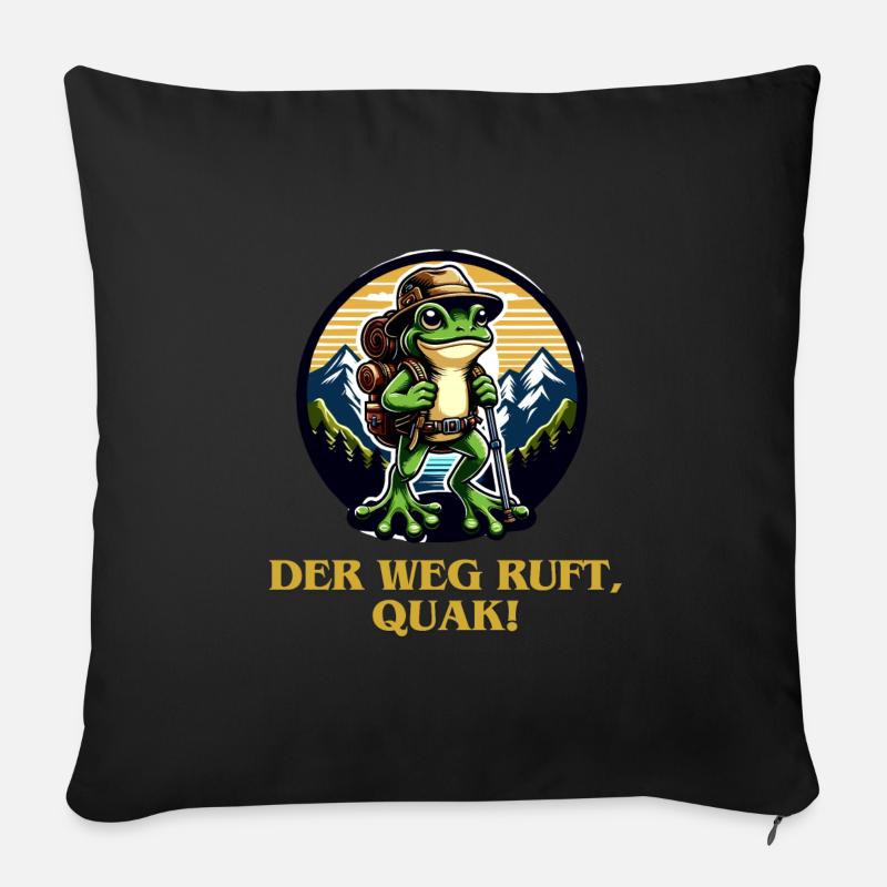 The Path Calls Frog Wanderlust Design - Sofa pillow with filling 45cm x 45cm - black