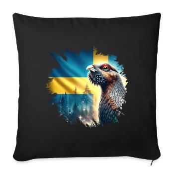 Capercaillie magic - Gästrikland Landscape Animals Sweden - Sofa pillow with filling 45cm x 45cm - black - Front