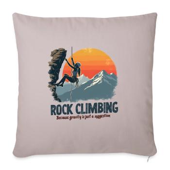 L’escalade - parce que la gravité n’est qu’une suggestion - Coussin et housse de 45 x 45 cm - taupe clair - Devant