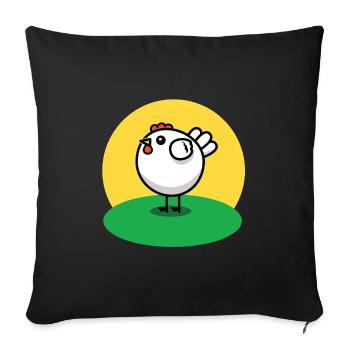 Le poulet et le soleil - L’ami chat - Coussin et housse de 45 x 45 cm - noir - Devant