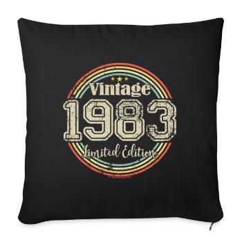 Vintage Rétro Edition Limitée 1983 Année de naissance - Coussin et housse de 45 x 45 cm - noir - Devant