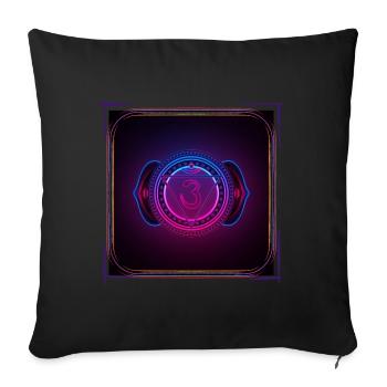 Neon Cyber Meditation psychédélique Om Rave Goa - Coussin et housse de 45 x 45 cm - noir - Devant