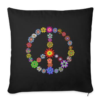 Flower Power Peace Flowers - Sofa pillow with filling 45cm x 45cm - black - Front