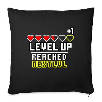 Level Up Reached Next LVL - Sofakissen mit Füllung 45 x 45 cm - Schwarz - Vorne