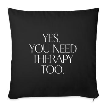 THÉRAPIE. Une chemise, un mot. - Coussin et housse de 45 x 45 cm - noir - Devant