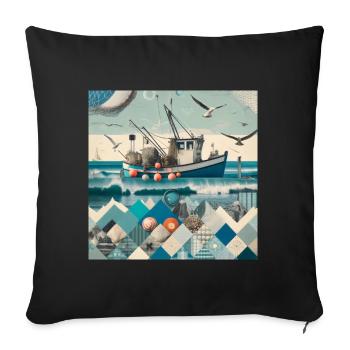 Rêve nautique : mer et motif - Coussin et housse de 45 x 45 cm - noir - Devant