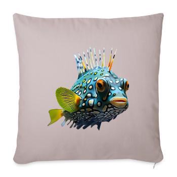 Exotic fish in bright colours - Sofa pillow with filling 45cm x 45cm - light taupe - Front