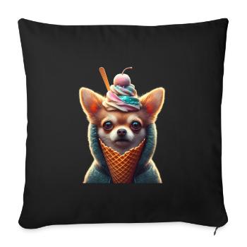 Chihuahuat Mignon en Cornet de Glace - Sofa pillow with filling 45cm x 45cm - black - Front