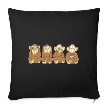 Chemise cadeau téléphone portable 3 singes - Coussin et housse de 45 x 45 cm - noir - Devant