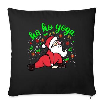 Cadeau de Noël Père Noël Yoga Père Noël - Coussin et housse de 45 x 45 cm - noir - Devant