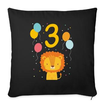3. Geburtstag Geburtstagsshirt Löwe Dritter Geb - Sofakissen mit Füllung 45 x 45 cm - Schwarz - Vorne