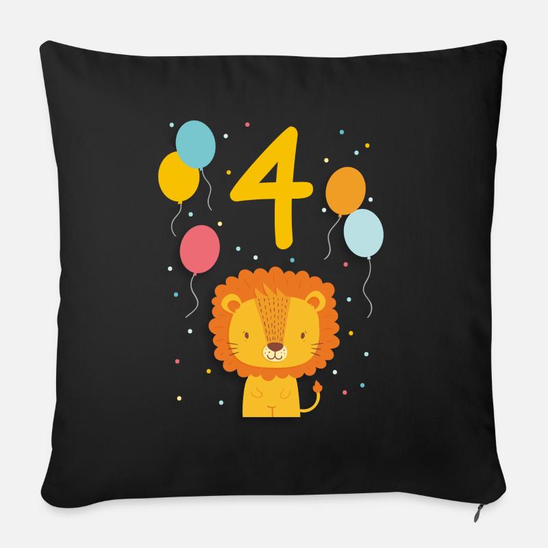 4. Geburtstag Geburtstagsshirt Löwe Vierter Geb - Sofakissen mit Füllung 45 x 45 cm - Schwarz