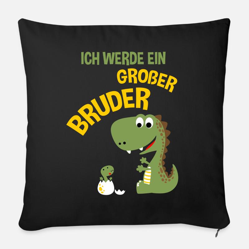 Ich Werde Ein Großer Bruder Dinosaurier Dino - Sofakissen mit Füllung 45 x 45 cm - Schwarz