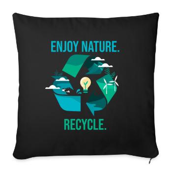 Recyclage Environnement Protection de la nature - Coussin et housse de 45 x 45 cm - noir - Devant