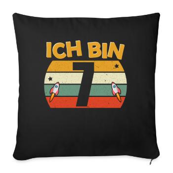 7. Geburtstag 7 Jahre Weltall Weltraumrakete Party - Sofakissen mit Füllung 45 x 45 cm - Schwarz - Vorne