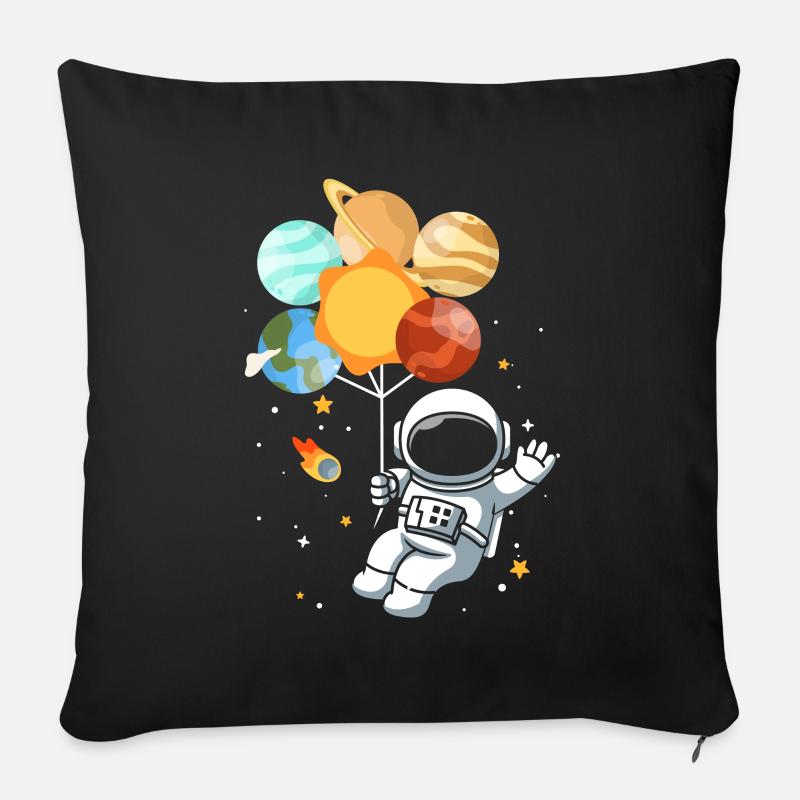 Astronomie Système Solaire Planète Astronaute - Coussin et housse de 45 x 45 cm - noir