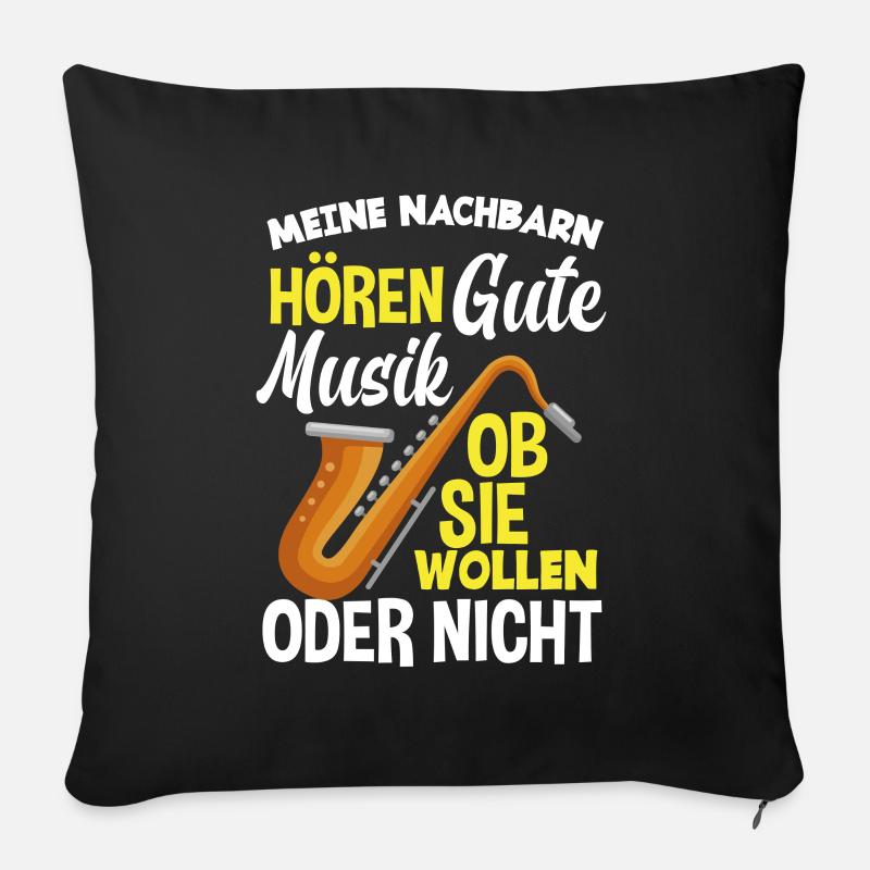 Saxophon - Sofakissen mit Füllung 45 x 45 cm - Schwarz