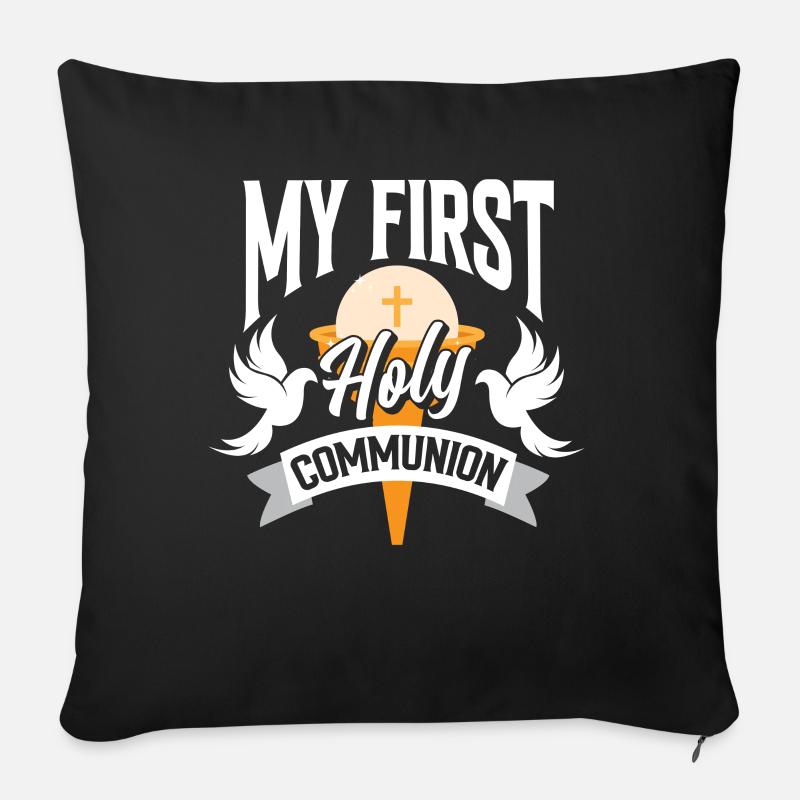 Première Communion 1. Sainte Communion - Coussin et housse de 45 x 45 cm - noir