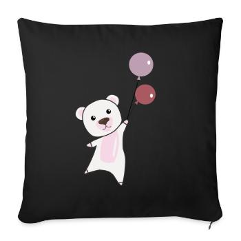 Ours polaire Mouches en peluche pour les enfants - Coussin et housse de 45 x 45 cm - noir - Devant