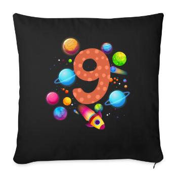9. Geburtstag Jungen 9 Jahre Planeten Geburtstag - Sofakissen mit Füllung 45 x 45 cm - Schwarz - Vorne