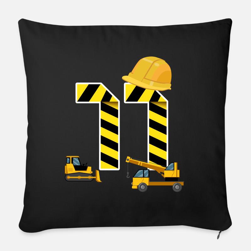 11. Geburtstag Bagger Baustelle Bauarbeiter - Sofakissen mit Füllung 45 x 45 cm - Schwarz
