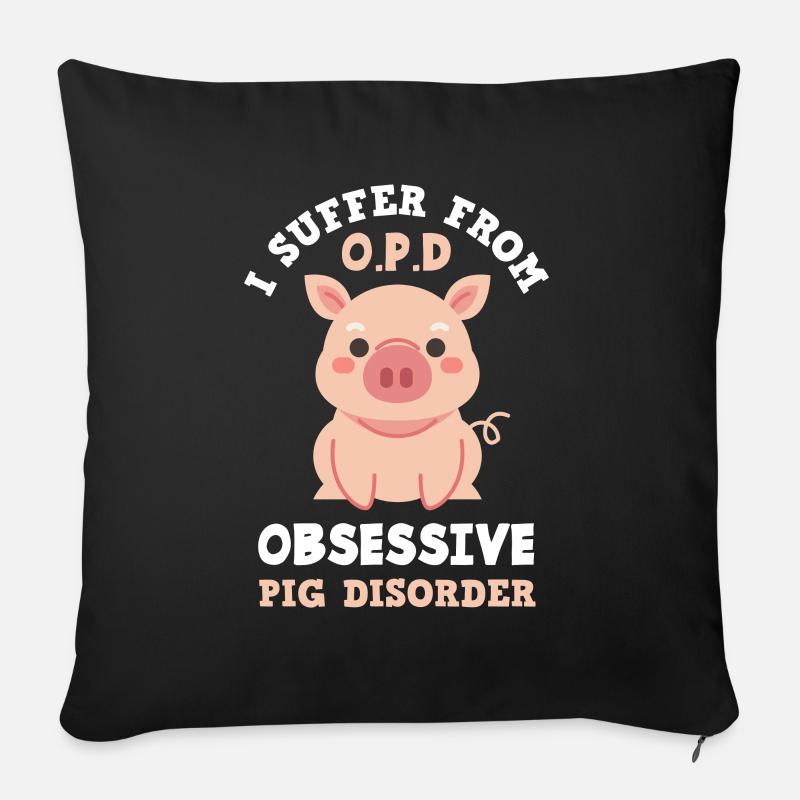 Cochon Cochon Cochons Fan - Coussin et housse de 45 x 45 cm - noir