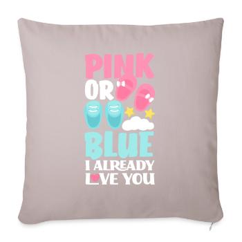 Le genre rose ou bleu révèle la fête de bébé - Coussin et housse de 45 x 45 cm - taupe clair - Devant