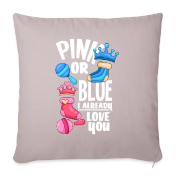 Le genre rose ou bleu révèle la fête de bébé - Coussin et housse de 45 x 45 cm - taupe clair - Devant
