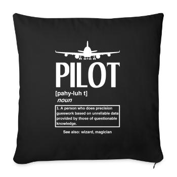 Pilote d’avion d’aviation Drôle de cadeau de pilote - Coussin et housse de 45 x 45 cm - noir - Devant